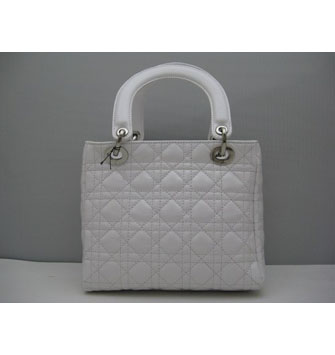 Dior Lady Medium Patent Top Handle Bag White Dior Lady Medium Patent Top Handle Bag White