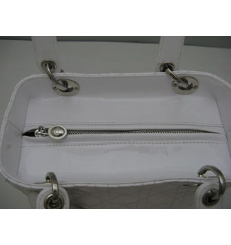 Dior Lady Medium Patent Top Handle Bag White Dior Lady Medium Patent Top Handle Bag White