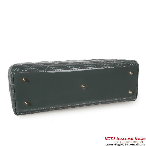 Lady Dior Bag Medium Bag Patent Leather D9603 Dark Grey Lady Dior Bag Medium Bag Patent Leather D9603 Dark Grey