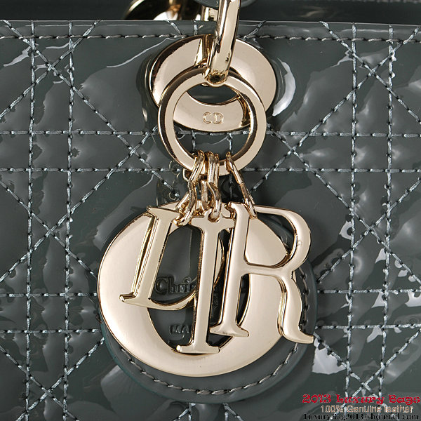 Lady Dior Bag Medium Bag Patent Leather D9603 Dark Grey Lady Dior Bag Medium Bag Patent Leather D9603 Dark Grey