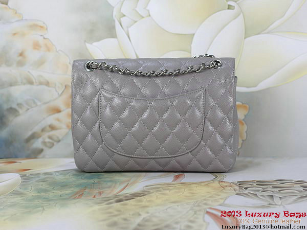 Chanel 2.55 Classic Flap Bag Gray Original Cannage Patterns Leather Silver