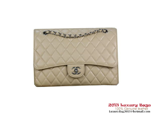 Chanel Classic Flap Bag 1113 Apricot Sheepskin Leather Silver