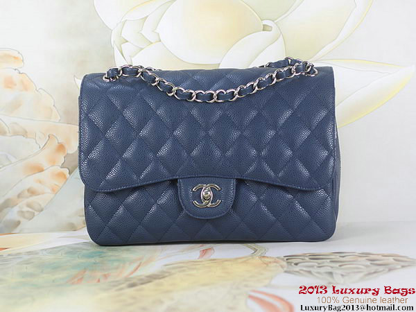 Chanel Classic Flap Bag RoyalBlue Original Cannage Patterns Leather Silver Chanel Classic Flap Bag RoyalBlue Original Cannage Patterns Leather Silver