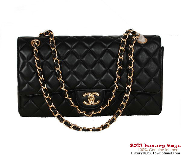 Chanel Classic Flap Bag 1113 Black Sheepskin Gold
