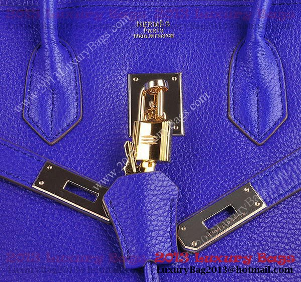 Hermes Birkin 30CM Tote Bag Blue Clemence Leather H6088 Gold