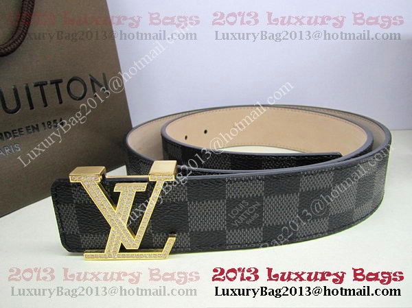 Louis Vuitton Damier Graphite Canvas Belt LV2050 Gold Louis Vuitton Damier Graphite Canvas Belt LV2050 Gold