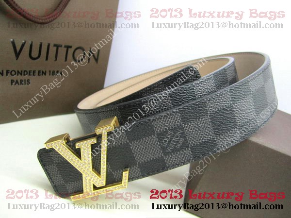 Louis Vuitton Damier Graphite Canvas Belt LV2050 Gold Louis Vuitton Damier Graphite Canvas Belt LV2050 Gold