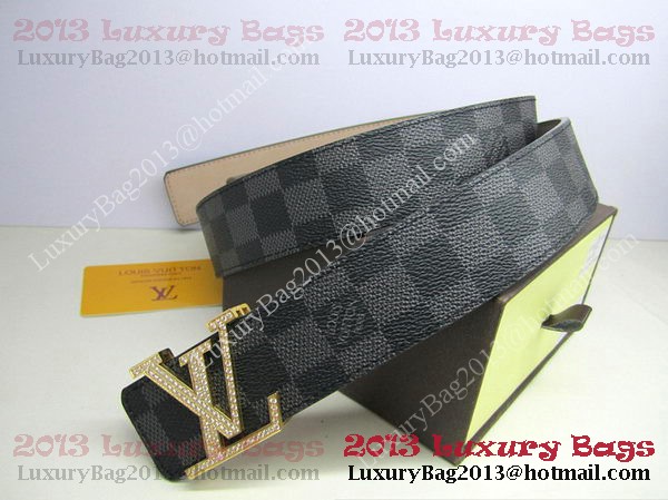 Louis Vuitton Damier Graphite Canvas Belt LV2050 Gold Louis Vuitton Damier Graphite Canvas Belt LV2050 Gold