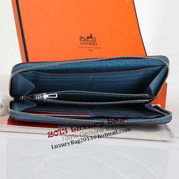 Hermes Zipper Wallet Original Leather A309 Light Blue Hermes Zipper Wallet Original Leather A309 Light Blue