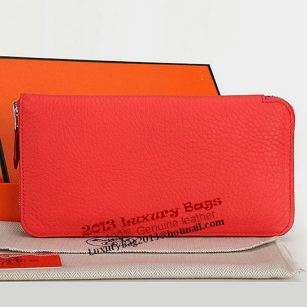 Hermes Zipper Wallet Original Leather A309 Light Red Hermes Zipper Wallet Original Leather A309 Light Red