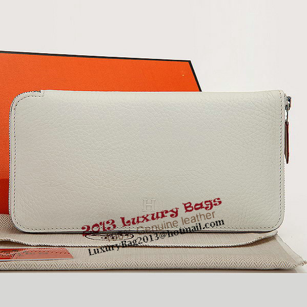 Hermes Zipper Wallet Original Leather A309 White Hermes Zipper Wallet Original Leather A309 White