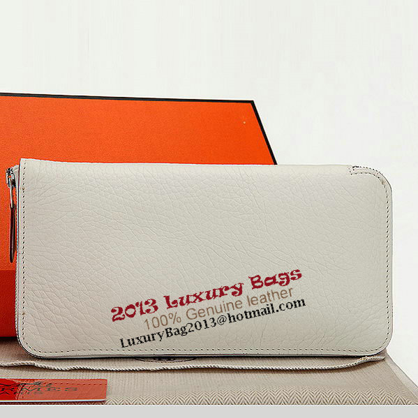 Hermes Zipper Wallet Original Leather A309 White Hermes Zipper Wallet Original Leather A309 White