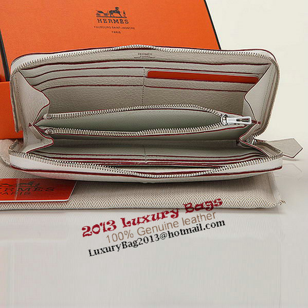 Hermes Zipper Wallet Original Leather A309 White Hermes Zipper Wallet Original Leather A309 White