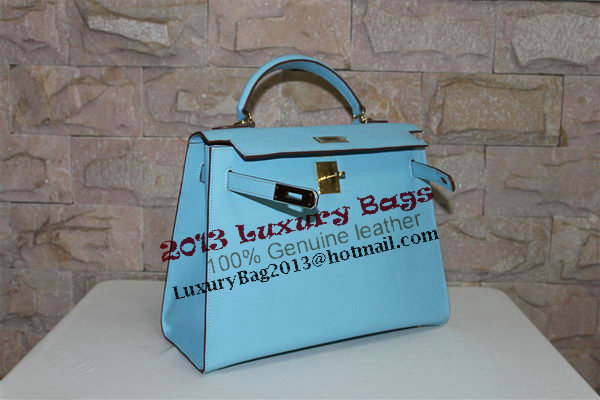 Hermes Kelly 32cm Shoulder Bag Light Blue Saffiano Leather K32 Gold Hermes Kelly 32cm Shoulder Bag Light Blue Saffiano Leather K32 Gold