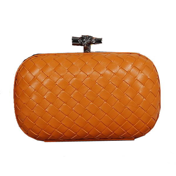 Bottega Veneta Intrecciato Sheepskin Impero Ayers Knot Clutch 11308 Orange
