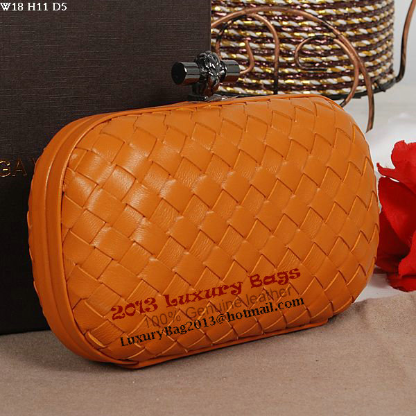 Bottega Veneta Intrecciato Sheepskin Impero Ayers Knot Clutch 11308 Orange Bottega Veneta Intrecciato Sheepskin Impero Ayers Knot Clutch 11308 Orange