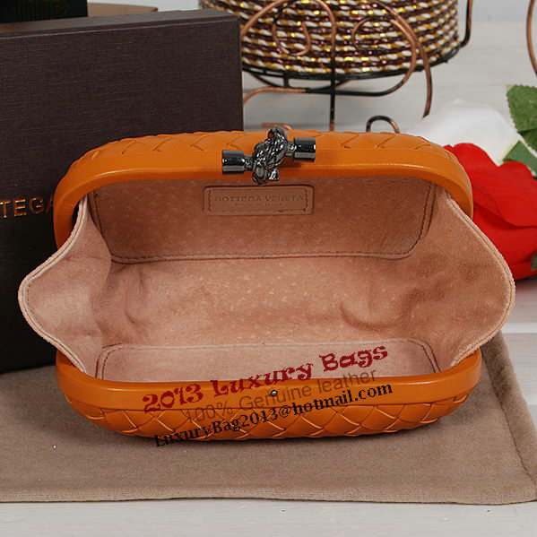 Bottega Veneta Intrecciato Sheepskin Impero Ayers Knot Clutch 11308 Orange Bottega Veneta Intrecciato Sheepskin Impero Ayers Knot Clutch 11308 Orange