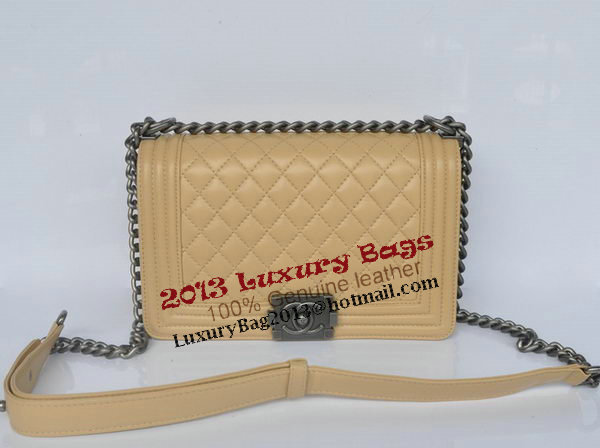 Boy Chanel Flap Shoulder Bag Sheepskin Leather A67086 Apricot