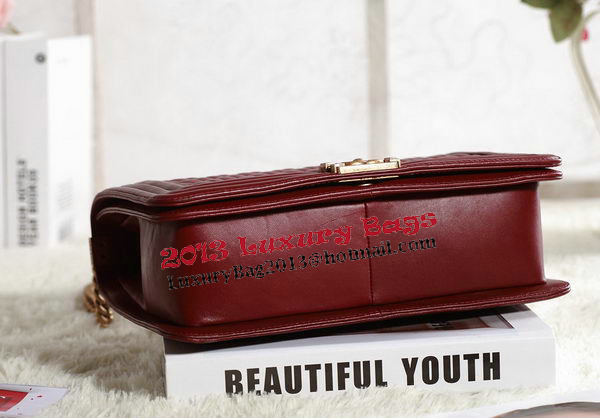 Chanel Boy Flap Shoulder Bag in Burgundy Original Leather Gold