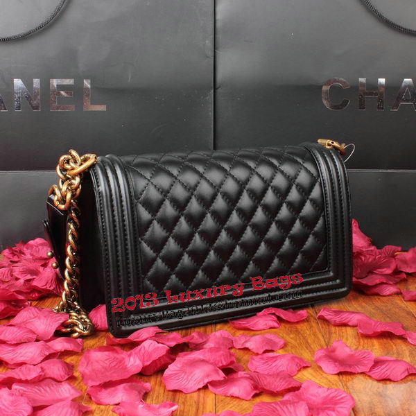 Boy Chanel Flap Shoulder Bag Black Original Leather A67086 Bronze