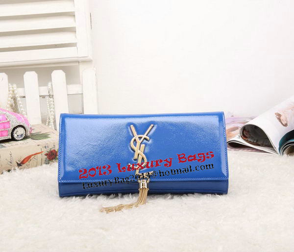 YSL Classic Monogramme Tassel Patent Leather Clutch Bag Y8908 Blue YSL Classic Monogramme Tassel Patent Leather Clutch Bag Y8908 Blue