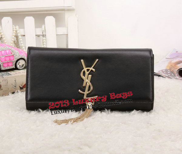 YSL Classic Monogramme Tassel Smooth Leather Clutch Bag Y8908 Black YSL Classic Monogramme Tassel Smooth Leather Clutch Bag Y8908 Black