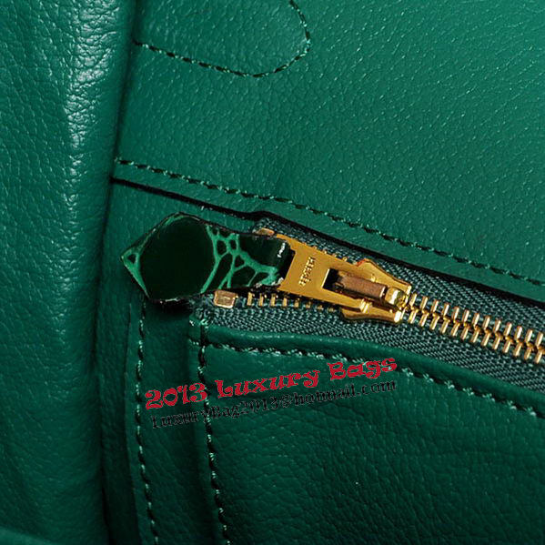 Hermes Birkin 35CM Tote Bag Green Iridescent Croco Leather Gold