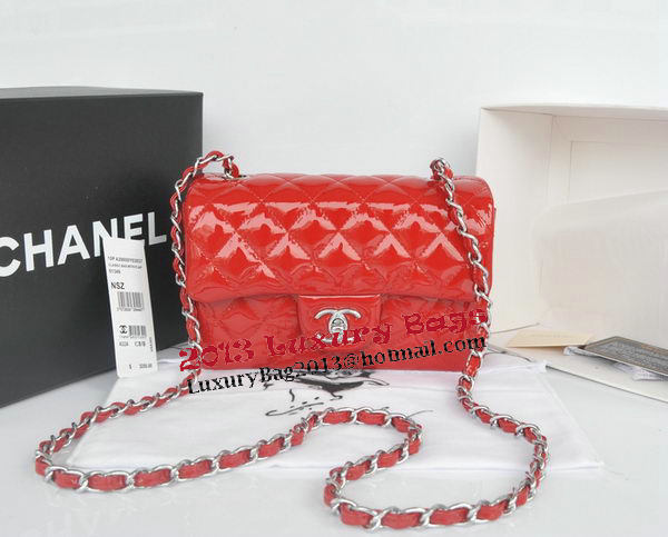 Chanel mini Classic Flap Bag Red Original Patent CHA1116 Silver Chanel mini Classic Flap Bag Red Original Patent CHA1116 Silver