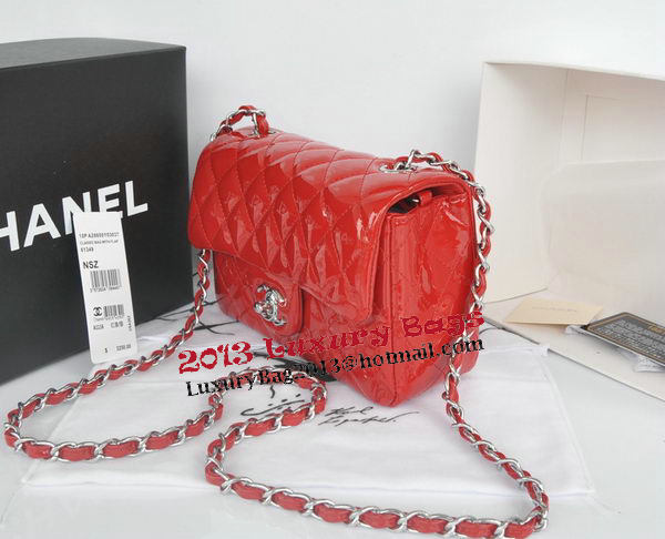 Chanel mini Classic Flap Bag Red Original Patent CHA1116 Silver Chanel mini Classic Flap Bag Red Original Patent CHA1116 Silver