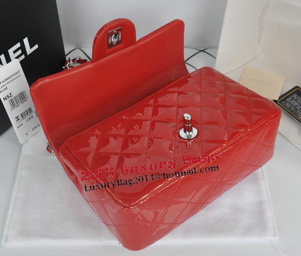 Chanel mini Classic Flap Bag Red Original Patent CHA1116 Silver Chanel mini Classic Flap Bag Red Original Patent CHA1116 Silver