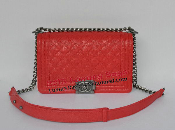 Chanel Boy Flap Shoulder Bags Red Cannage Pattern Leather A67086 Silver Chanel Boy Flap Shoulder Bags Red Cannage Pattern Leather A67086 Silver