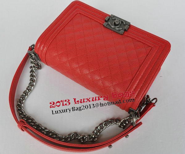 Chanel Boy Flap Shoulder Bags Red Cannage Pattern Leather A67086 Silver Chanel Boy Flap Shoulder Bags Red Cannage Pattern Leather A67086 Silver