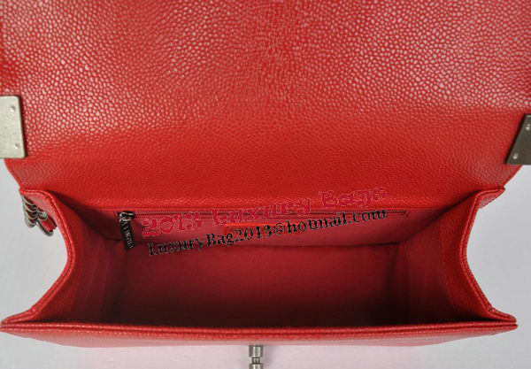 Chanel Boy Flap Shoulder Bags Red Cannage Pattern Leather A67086 Silver Chanel Boy Flap Shoulder Bags Red Cannage Pattern Leather A67086 Silver