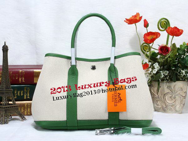 Hermes Garden Party 30cm Tote Bag Canvas Green Hermes Garden Party 30cm Tote Bag Canvas Green