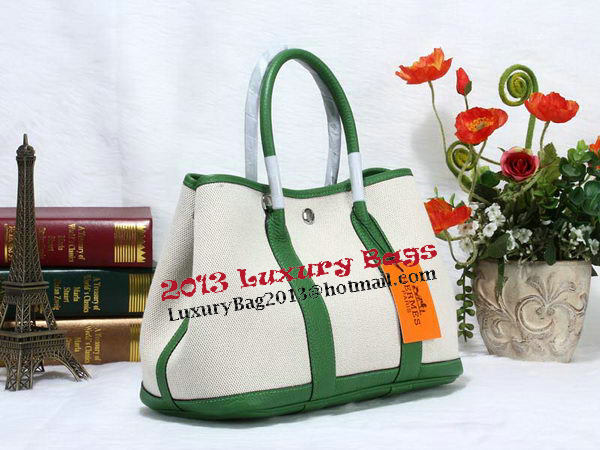 Hermes Garden Party 30cm Tote Bag Canvas Green Hermes Garden Party 30cm Tote Bag Canvas Green