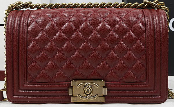 Boy Chanel Flap Bag Original Burgundy Cannage Pattern A67025 Gold