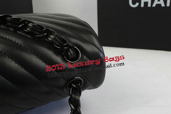 Chanel Classic Flap Bag Sheepskin Chevron Quilting A1113 Black Chanel Classic Flap Bag Sheepskin Chevron Quilting A1113 Black