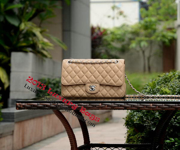 Chanel 2.55 Series Flap Bag Apricot Sheepskin Leather A1112 Silver