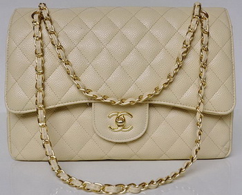 Chanel Jumbo Quilted Classic Flap Bag Apricot Cannage Patterns A58600 Gold