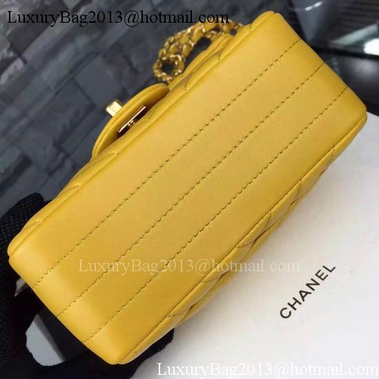 Chanel Classic mini Flap Bag Chevron Sheepskin Leather A68748 Yellow