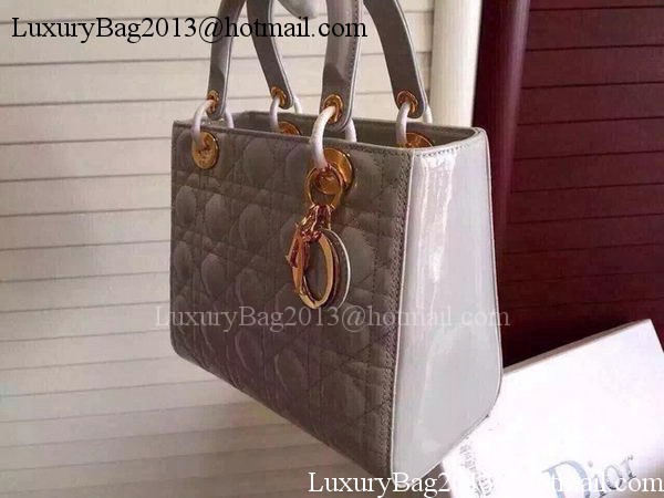 Dior Small Lady Dior Bag Patent Leather CD5502 Grey Dior Small Lady Dior Bag Patent Leather CD5502 Grey