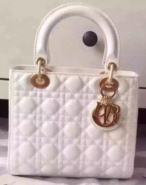 Dior Small Lady Dior Bag Patent Leather CD5502 White