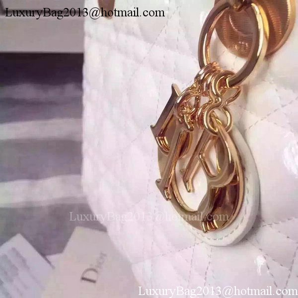 Dior Small Lady Dior Bag Patent Leather CD5502 White Dior Small Lady Dior Bag Patent Leather CD5502 White