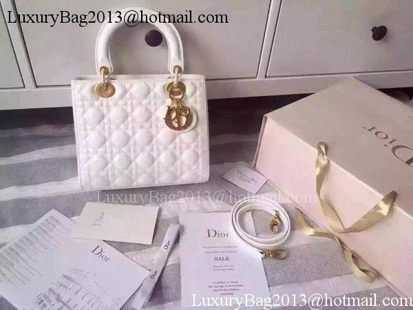 Dior Small Lady Dior Bag Patent Leather CD5502 White Dior Small Lady Dior Bag Patent Leather CD5502 White