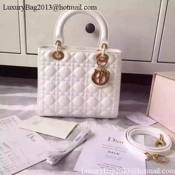 Dior Small Lady Dior Bag Patent Leather CD5502 White Dior Small Lady Dior Bag Patent Leather CD5502 White
