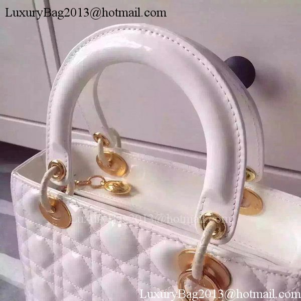 Dior Small Lady Dior Bag Patent Leather CD5502 White Dior Small Lady Dior Bag Patent Leather CD5502 White