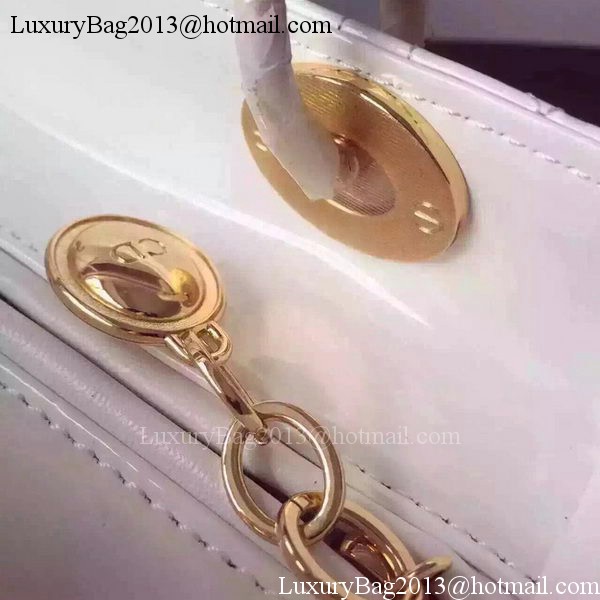 Dior Small Lady Dior Bag Patent Leather CD5502 White Dior Small Lady Dior Bag Patent Leather CD5502 White