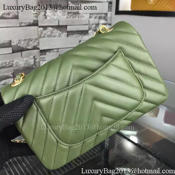 Chanel mini Classic Flap Bag Green Original Sheepskin Chevron Leather CHA5500 Gold Chanel mini Classic Flap Bag Green Original Sheepskin Chevron Leather CHA5500 Gold