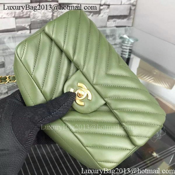 Chanel mini Classic Flap Bag Green Original Sheepskin Chevron Leather CHA5500 Gold Chanel mini Classic Flap Bag Green Original Sheepskin Chevron Leather CHA5500 Gold
