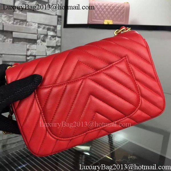 Chanel mini Classic Flap Bag Red Original Sheepskin Chevron Leather CHA5500 Gold Chanel mini Classic Flap Bag Red Original Sheepskin Chevron Leather CHA5500 Gold